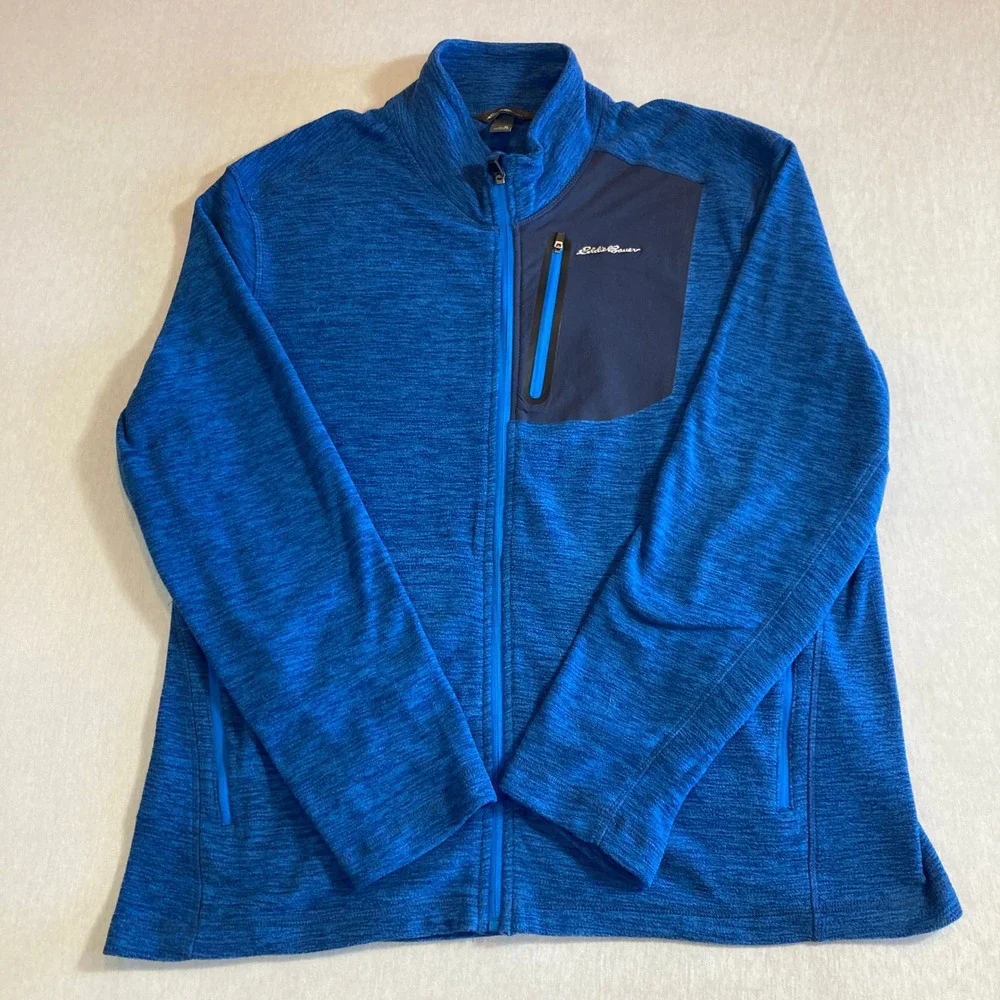 Eddie Bauer Mens XL Blue Space‎ Dye Full Zip Fleece Jacket EM31LK118P